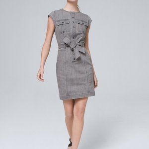 NEW WITH TAGS!! WHITE HOUSE BLACK MARKET SIZE 14 BELTED DENIM DRESS